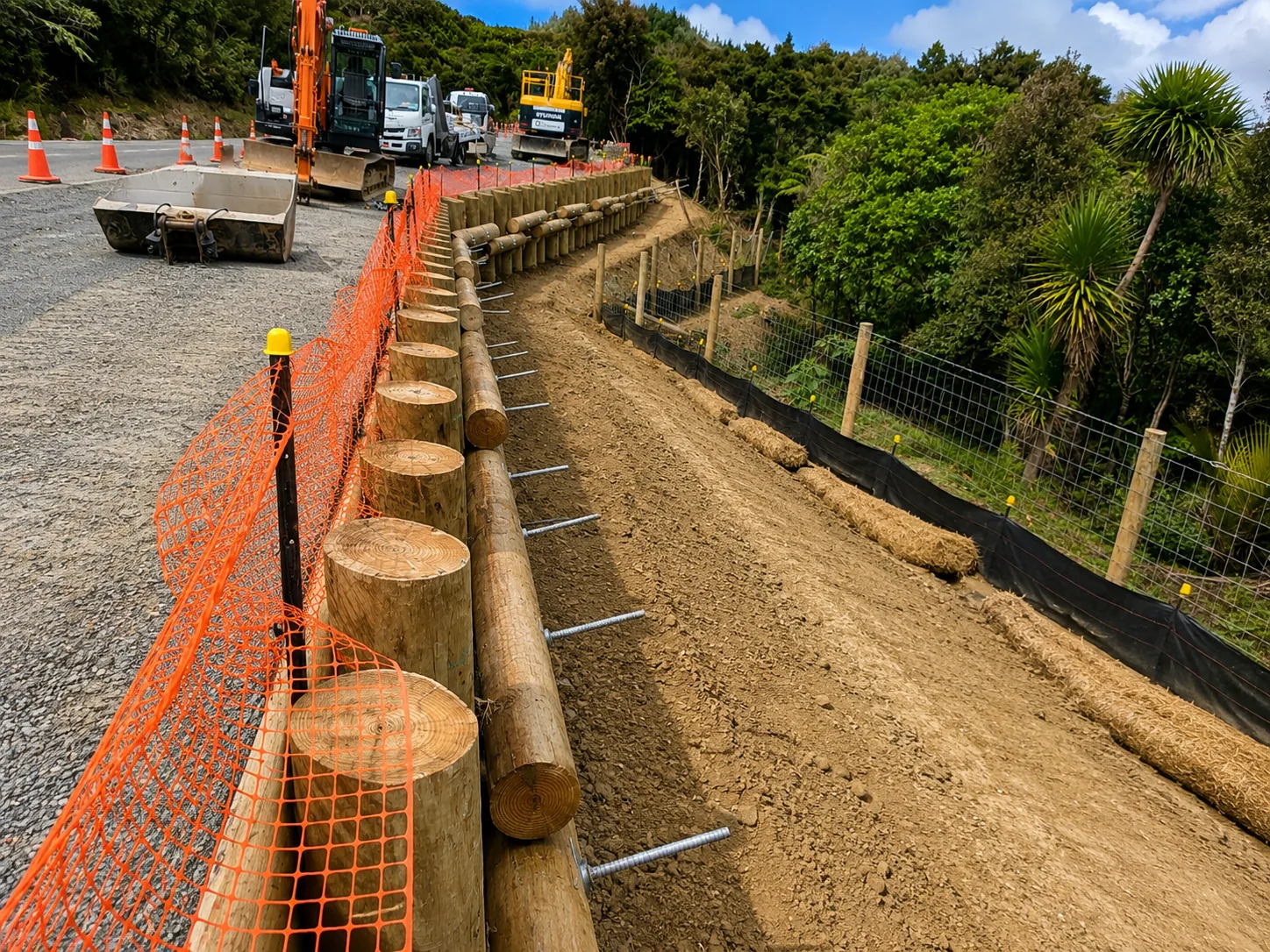 Retaining wall construction, Auckland