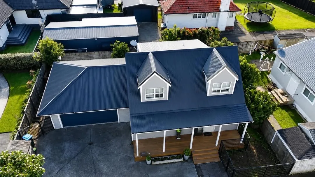 Roofing project, aerial view, Auckland